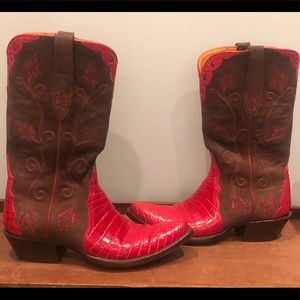 Gallegos Cut Crocodile/Nubuck Cowboy Boots